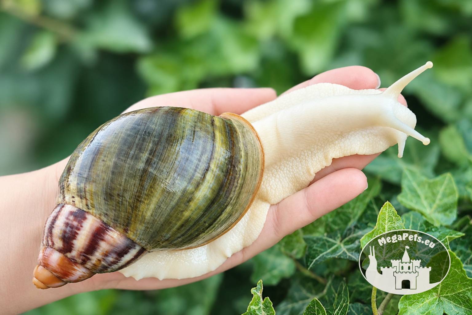 Archachatina rhodostoma albino body – młody ślimak egzotyczny z hodowli MegaPets.eu