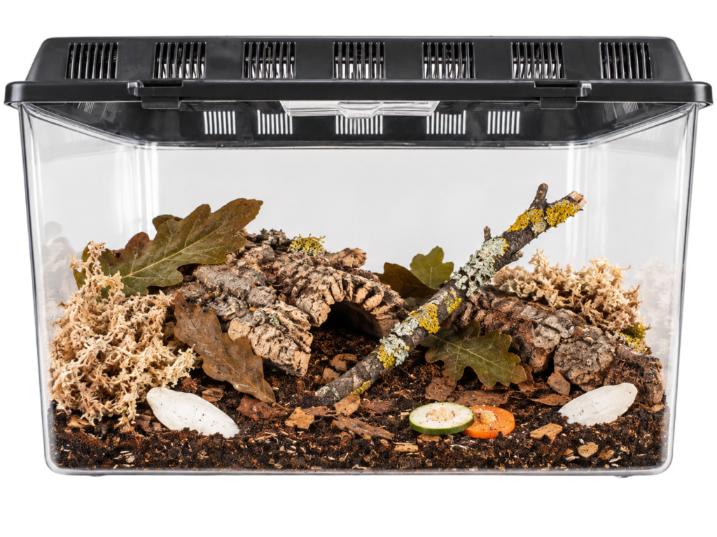 Przykładowe wyposażenie terrarium, Przód